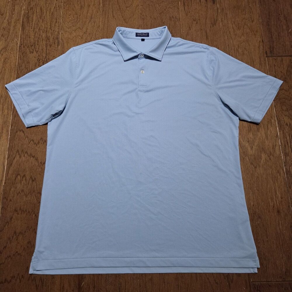 Peter Millar Polo Shirt Mens 2XL Crown Crafted Geometric Blue Performance Polo